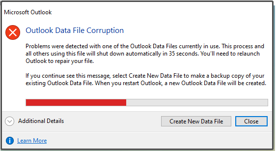 Outlook data file corruption