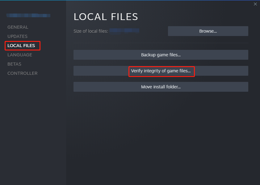 choose Verify integrity of game files