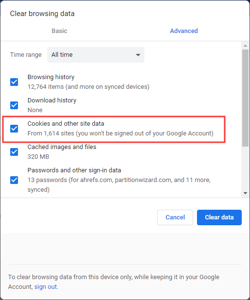 clear browsing cache on Google Chrome