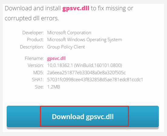 download the GPSVC dll file