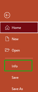 choose the Info option
