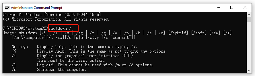 run shutdown command