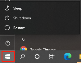 click the Start menu on Windows 10 Pro