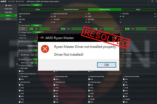 Ryzen Master Driver not installed