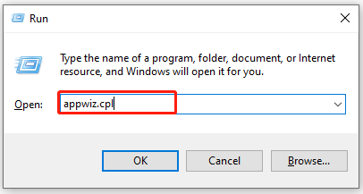 open apps and features window via the Run box