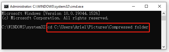 repair the zipped file using CMD