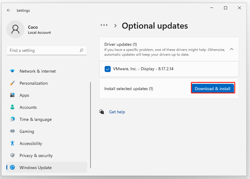 install optional updates in Windows 11
