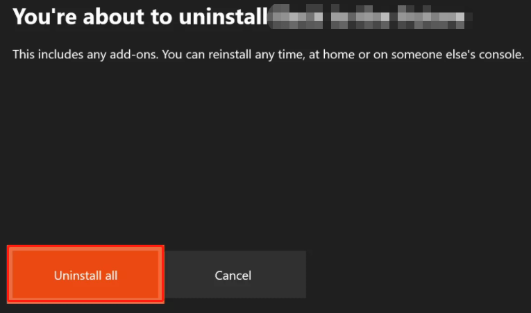 uninstall a game on Xbox One