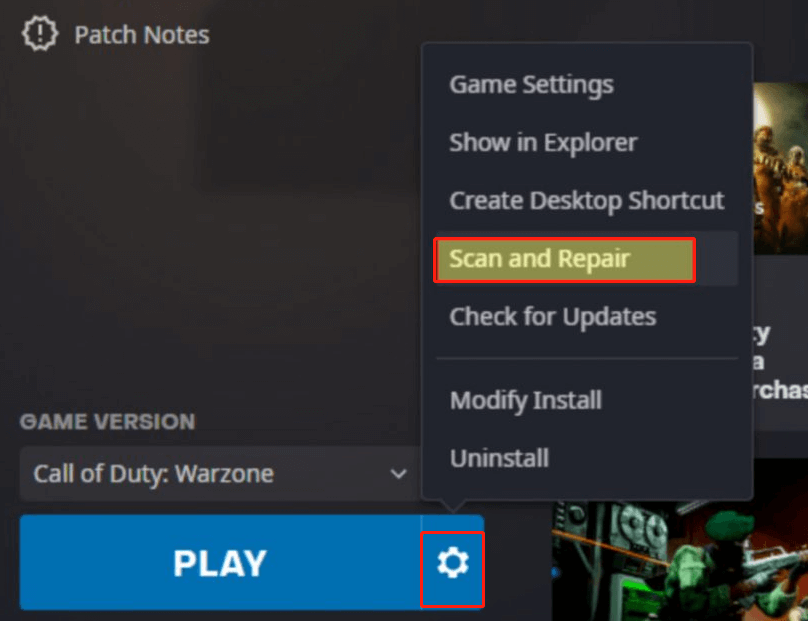 Scan and Repair Warzone