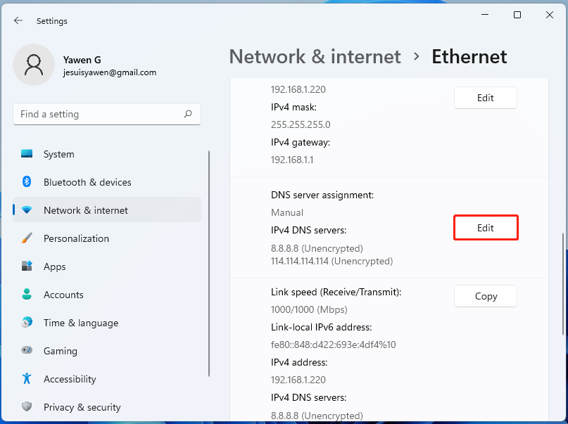 DNS server assignment
