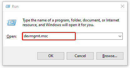 open Device Manager via the Run box