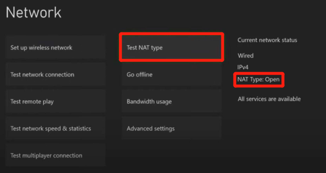 select the Test NAT type option