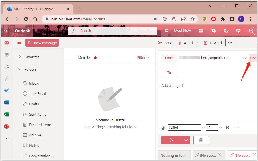 add Bcc to Outlook