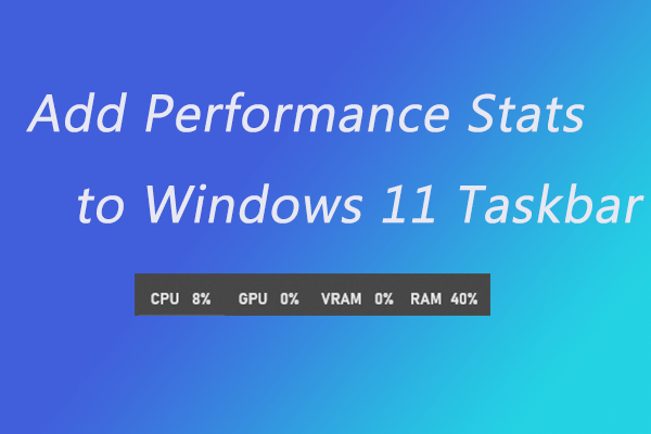 add performance stats to Windows 11 taskbar