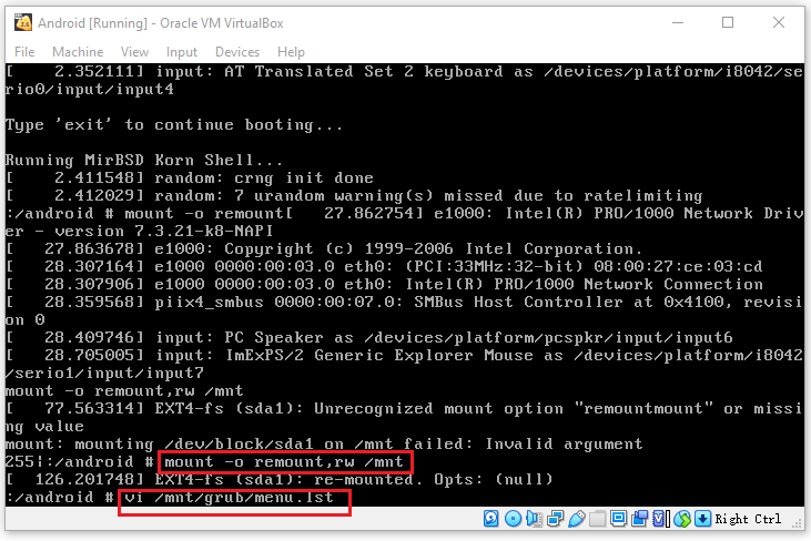 open the menu.lst file
