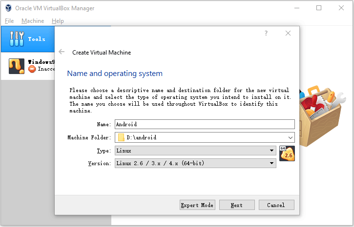 change android installation location on VirtualBox