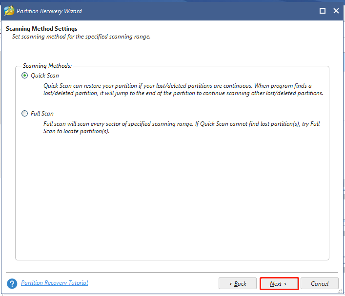 select scan method