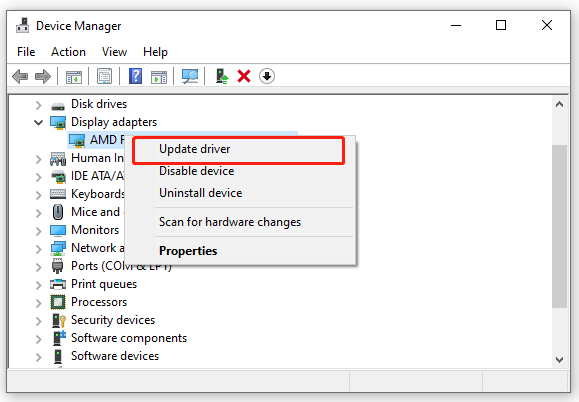 select Update driver