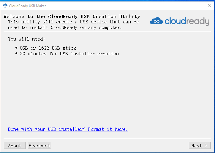 create a CloudReady USB installer
