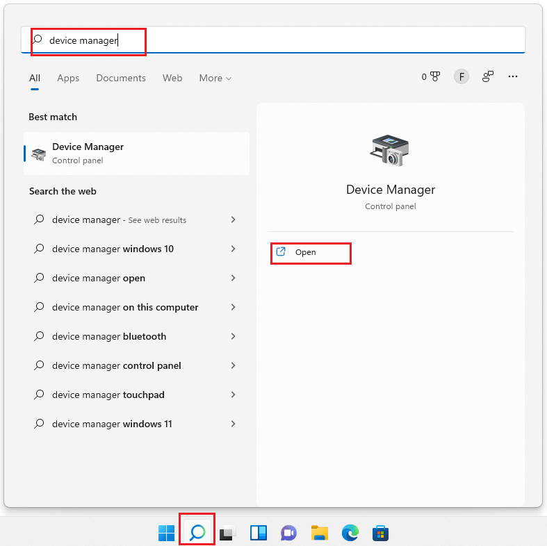 click open to enter the interface of Device Manager