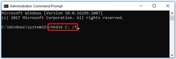 Type chkdsk C: /f