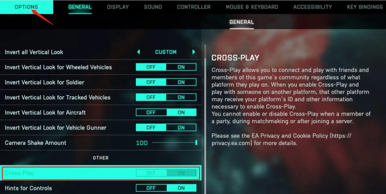 disable Crossplay for Battlefield 2042