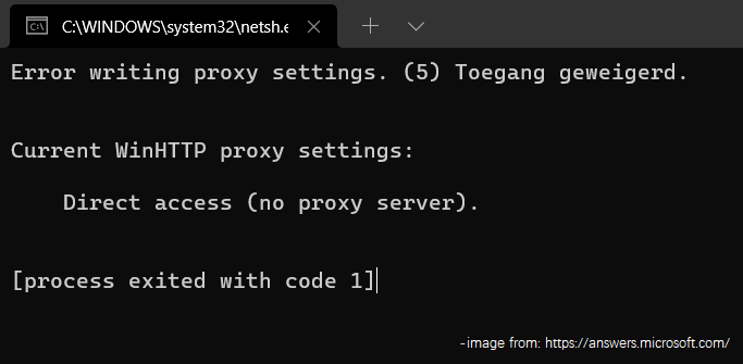 error writing proxy settings