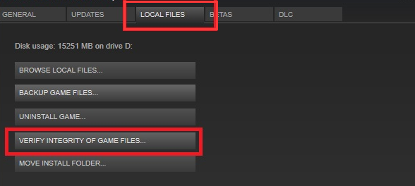 Verify Integrity of Game Files on Steam