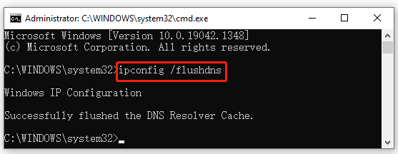 flush DNS cache using CMD