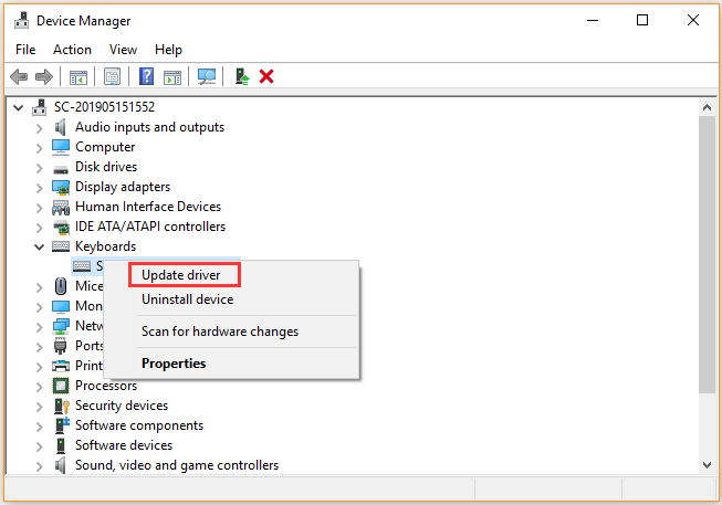 Perbarui driver keyboard