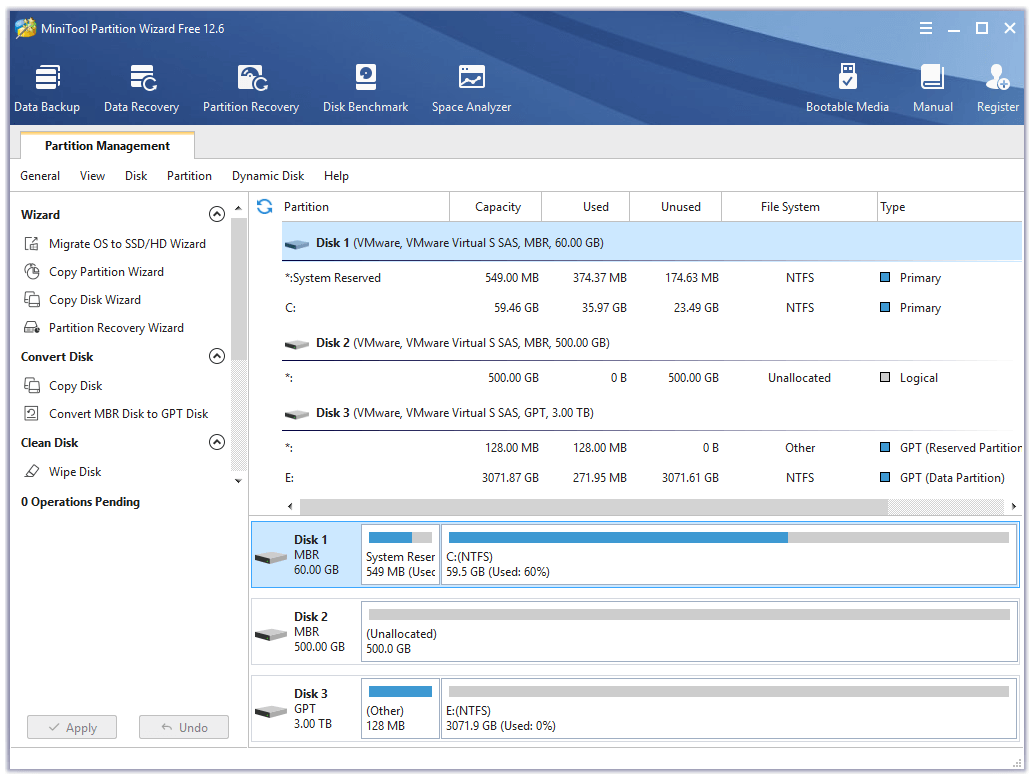open MiniTool partition wizard