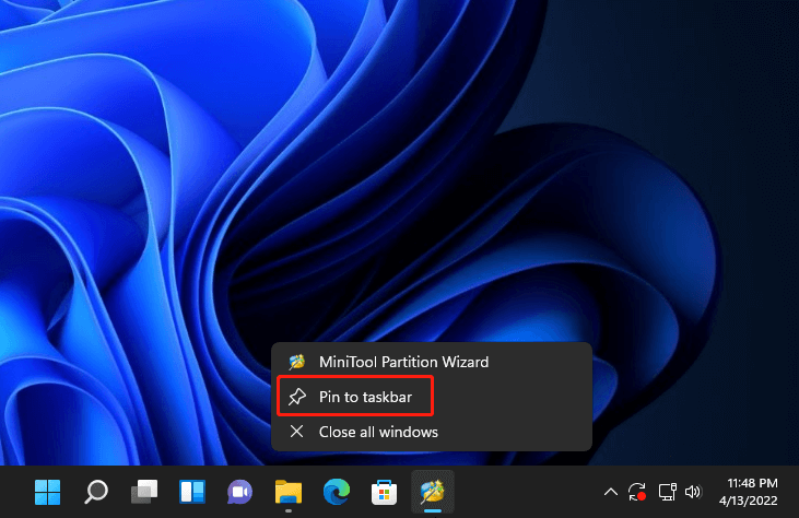 Pin to taskbar