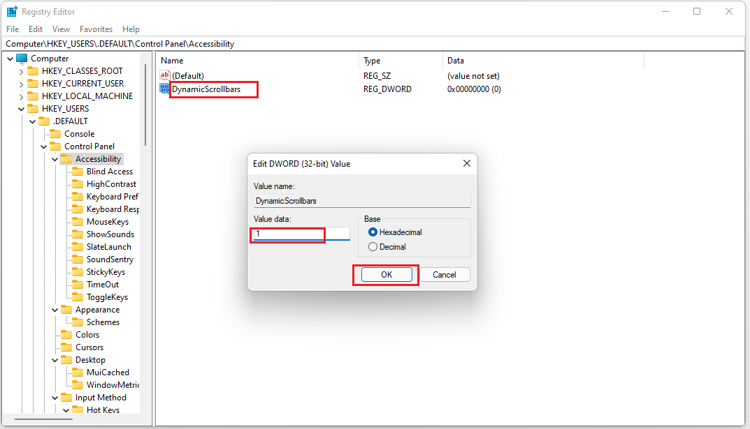 rename for the new file and make sure the Value Data is 0