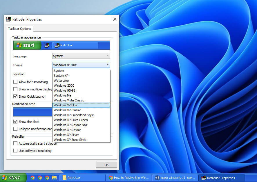 Windows XP blue theme