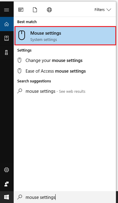 Open Mouse settings