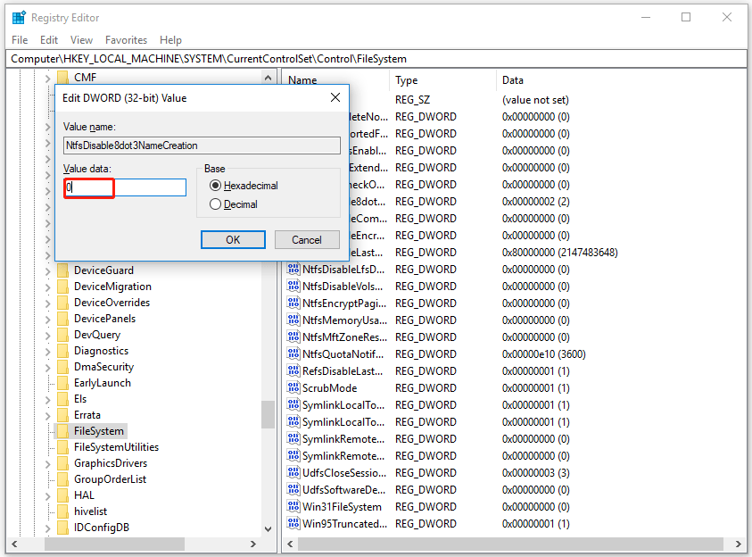 change the Value data to 0