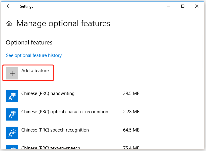 click on Add a feature