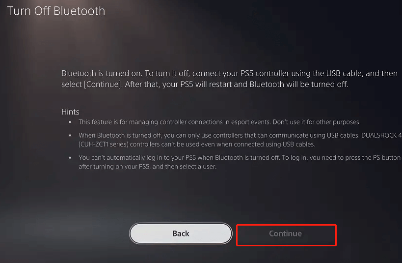 turn off Bluetooth on PS5