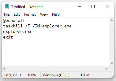 Type in Notepad