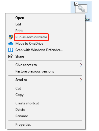 Choose Run as administrator