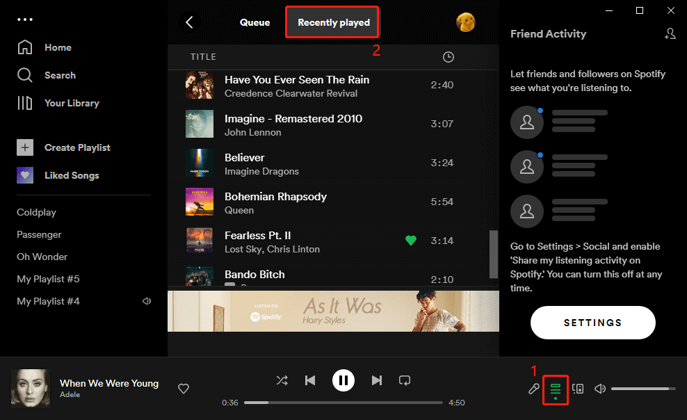 view Spotify listening history