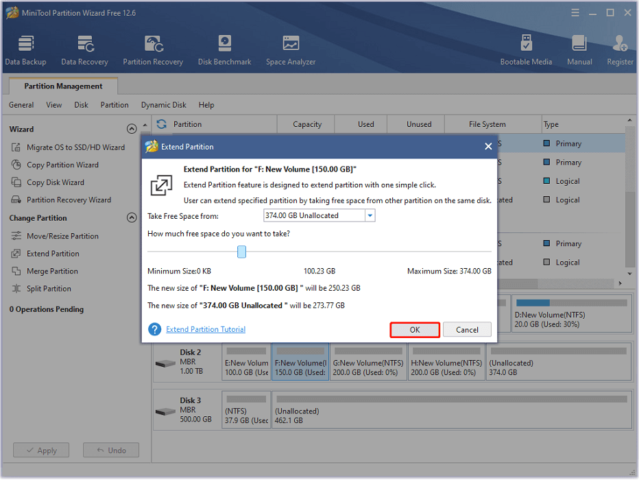 extend partition