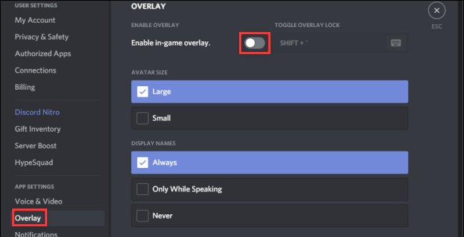 disable Discord overlay