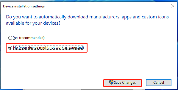 select No Your Device Might Not Work as Expected
