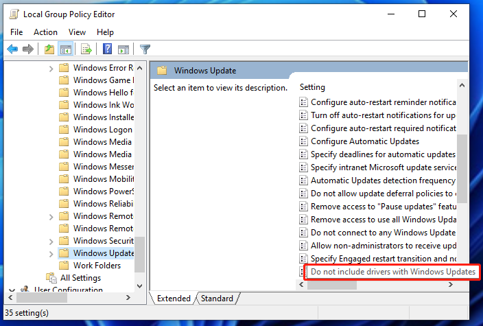 Do not include Drivers with Windows Update