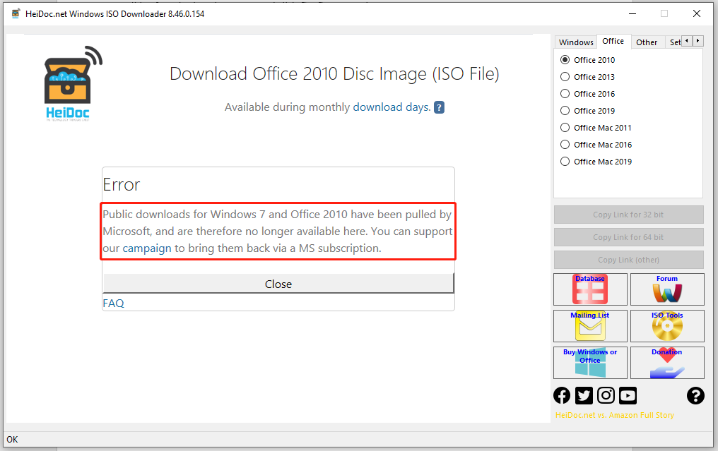 Windows 7 and Office 2010 download failure