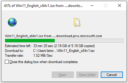 view the download process