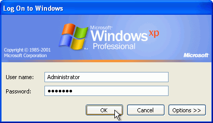 log into Windows XP