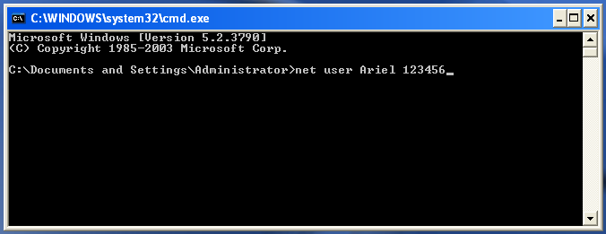 reset Windows XP password using Command Prompt