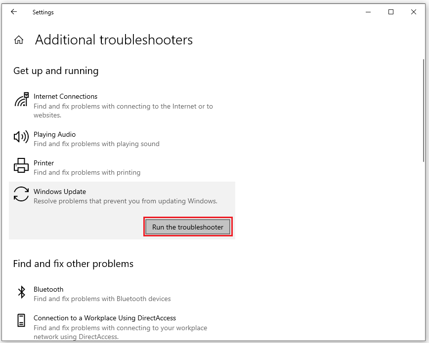 click Run the troubleshooter